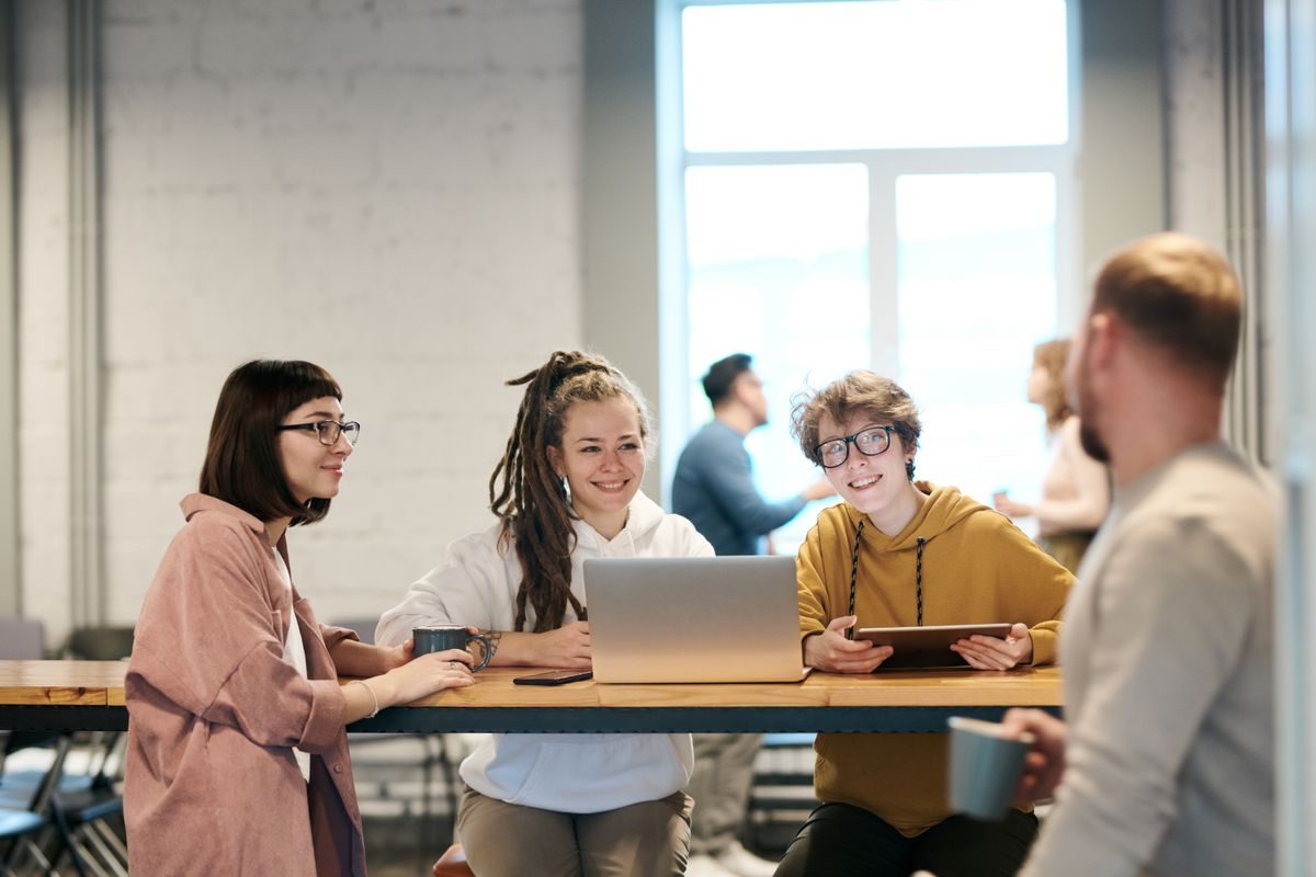 Colleagues working as a team